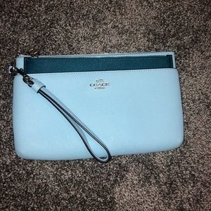 Coach leather clutch - Pale blue/teal - 2 pieces